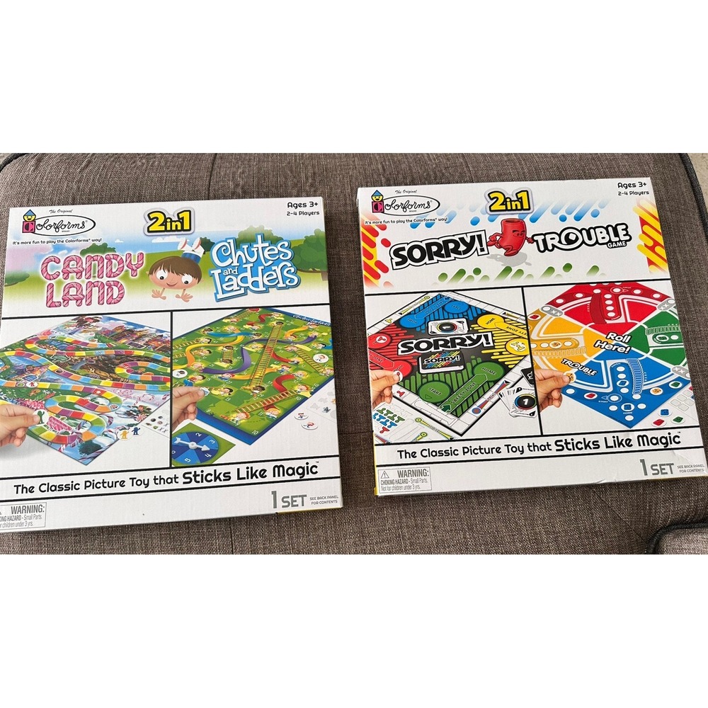 Colorforms 2 in 1 Candyland Chutes and Ladders and Sorry and Trouble New